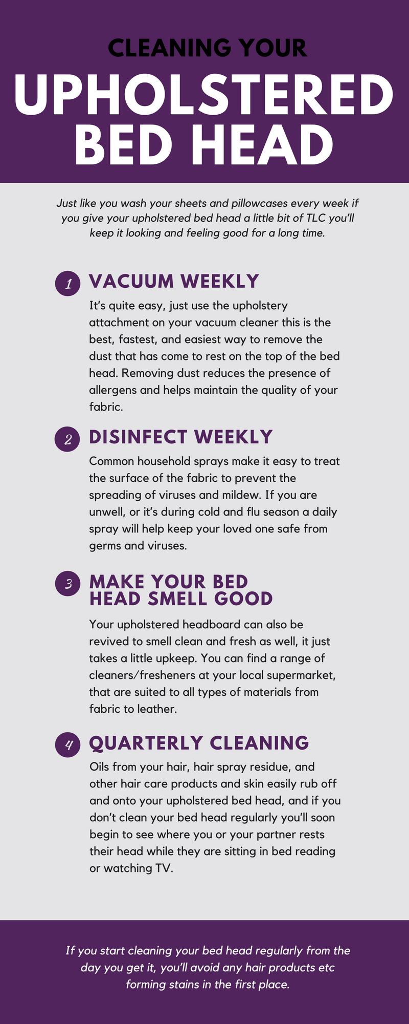 Cleaning your upholstered bed head